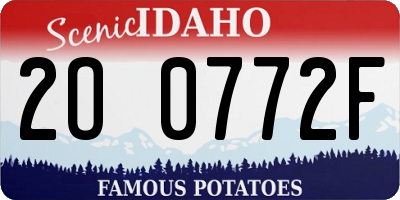 ID license plate 2O0772F