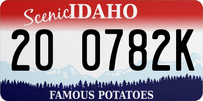 ID license plate 2O0782K