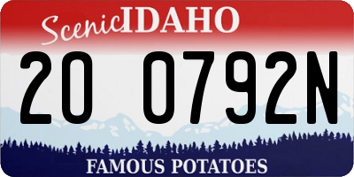 ID license plate 2O0792N