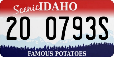 ID license plate 2O0793S