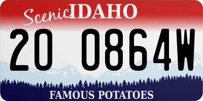 ID license plate 2O0864W