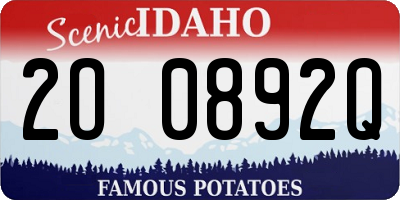ID license plate 2O0892Q