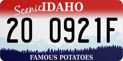 ID license plate 2O0921F