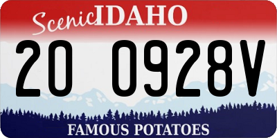 ID license plate 2O0928V