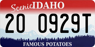 ID license plate 2O0929T