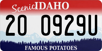 ID license plate 2O0929U