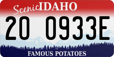 ID license plate 2O0933E