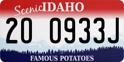ID license plate 2O0933J