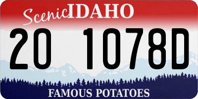 ID license plate 2O1078D