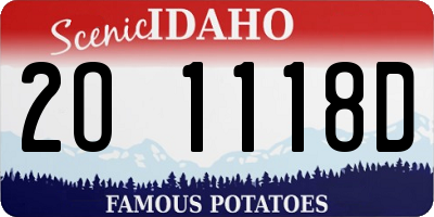 ID license plate 2O1118D