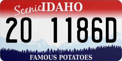 ID license plate 2O1186D