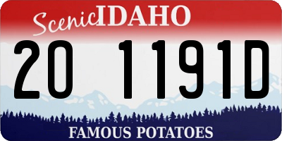 ID license plate 2O1191D