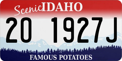 ID license plate 2O1927J