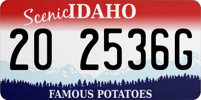 ID license plate 2O2536G