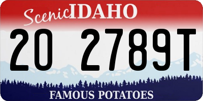 ID license plate 2O2789T