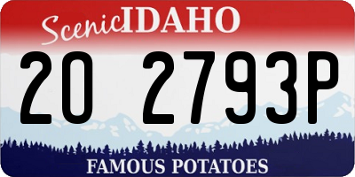 ID license plate 2O2793P