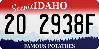 ID license plate 2O2938F