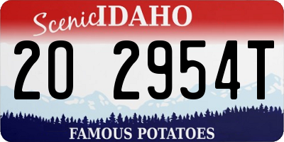 ID license plate 2O2954T