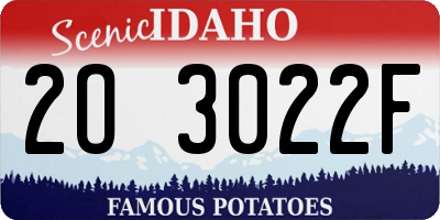 ID license plate 2O3022F