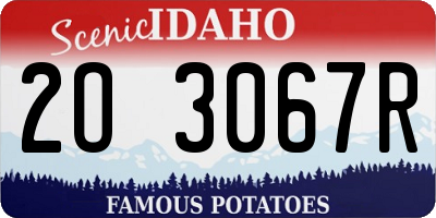 ID license plate 2O3067R