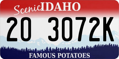 ID license plate 2O3072K