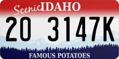 ID license plate 2O3147K