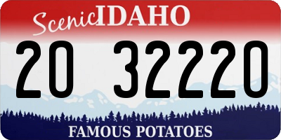 ID license plate 2O3222O