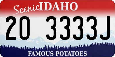 ID license plate 2O3333J