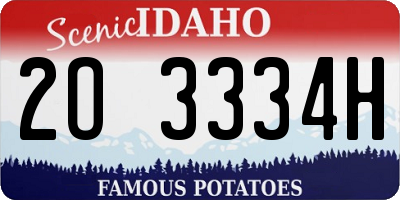 ID license plate 2O3334H