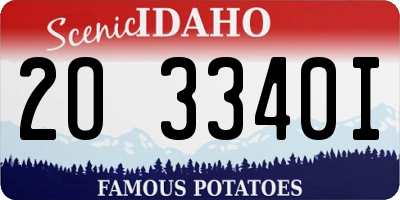 ID license plate 2O3340I