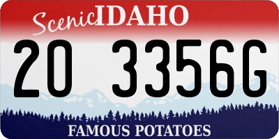 ID license plate 2O3356G