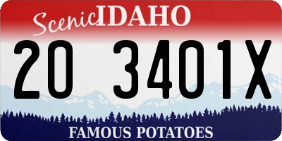 ID license plate 2O3401X