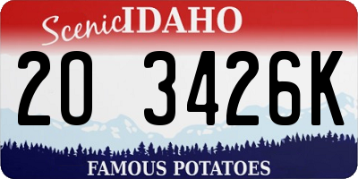 ID license plate 2O3426K