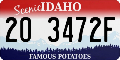 ID license plate 2O3472F
