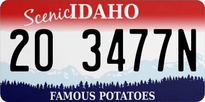 ID license plate 2O3477N