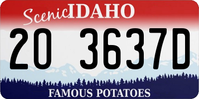 ID license plate 2O3637D