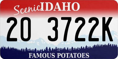 ID license plate 2O3722K