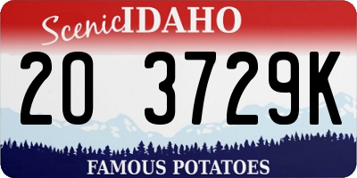 ID license plate 2O3729K