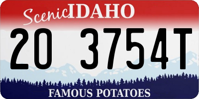 ID license plate 2O3754T