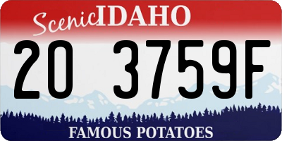 ID license plate 2O3759F