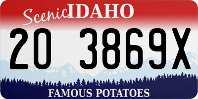 ID license plate 2O3869X