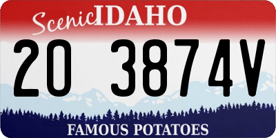 ID license plate 2O3874V