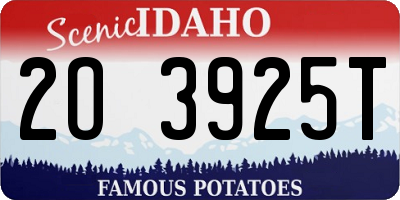 ID license plate 2O3925T