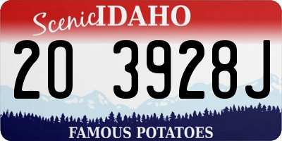 ID license plate 2O3928J