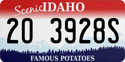 ID license plate 2O3928S