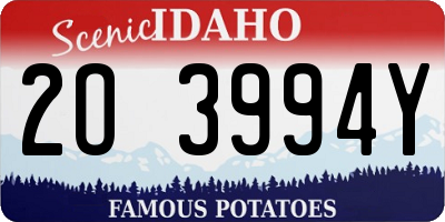 ID license plate 2O3994Y