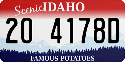 ID license plate 2O4178D