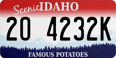 ID license plate 2O4232K