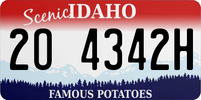 ID license plate 2O4342H