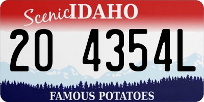 ID license plate 2O4354L